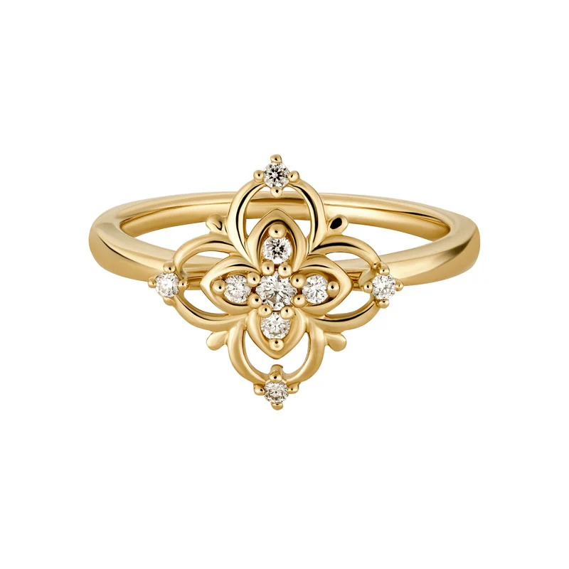 Yellow Gold Filigree Diamond Ring