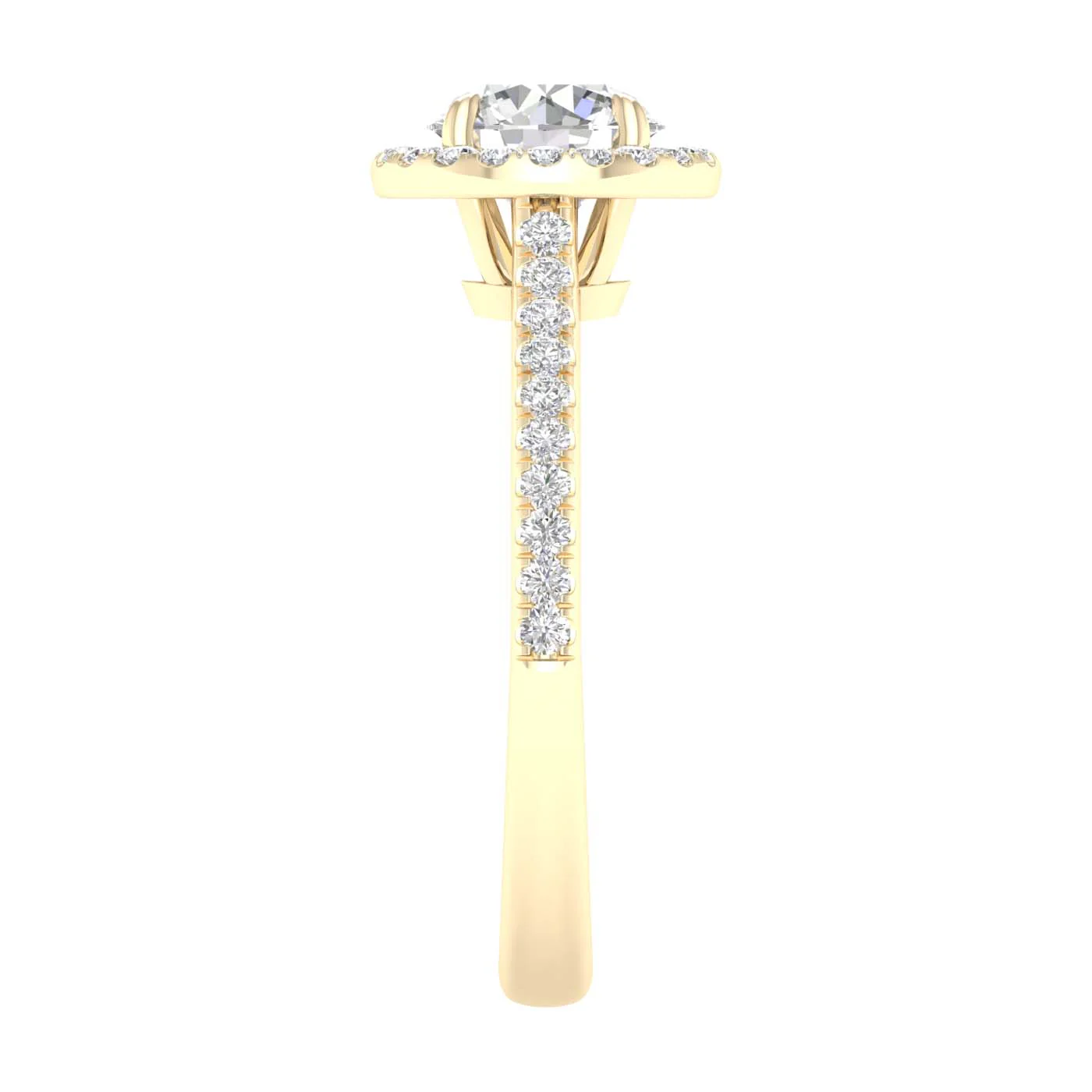 Yellow Gold Laboraotry Grown Round Diamond Halo Engagement Ring - Image 3