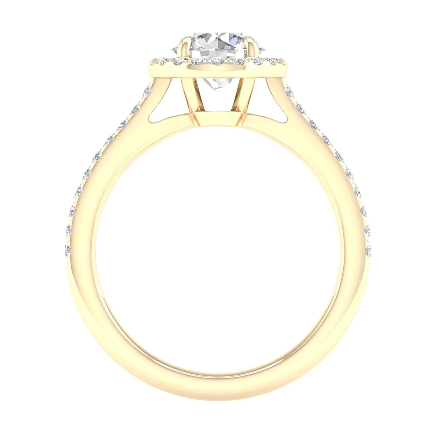 Yellow Gold Laboraotry Grown Round Diamond Halo Engagement Ring - Image 4