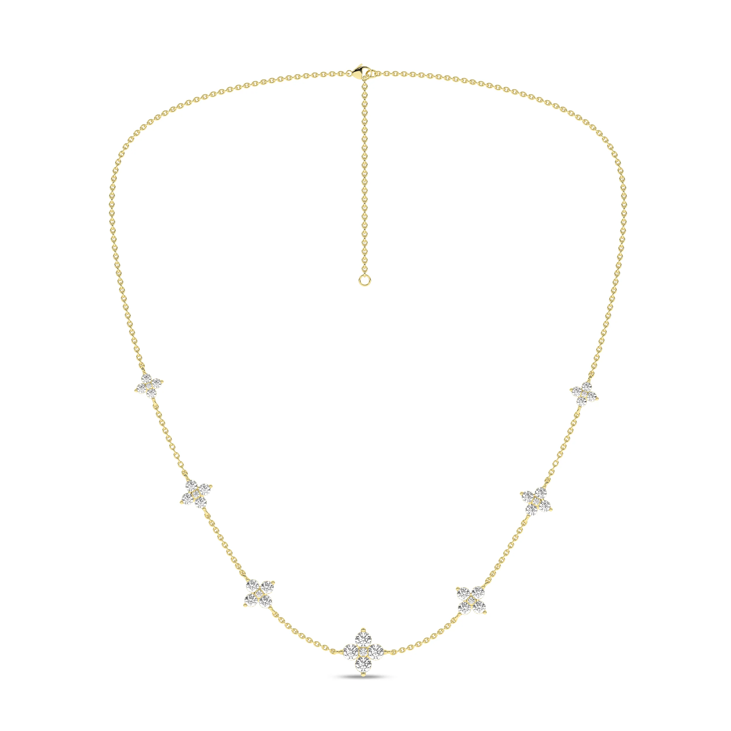 Yellow Gold Laboratory Grown Diamond Petal Station Necklace