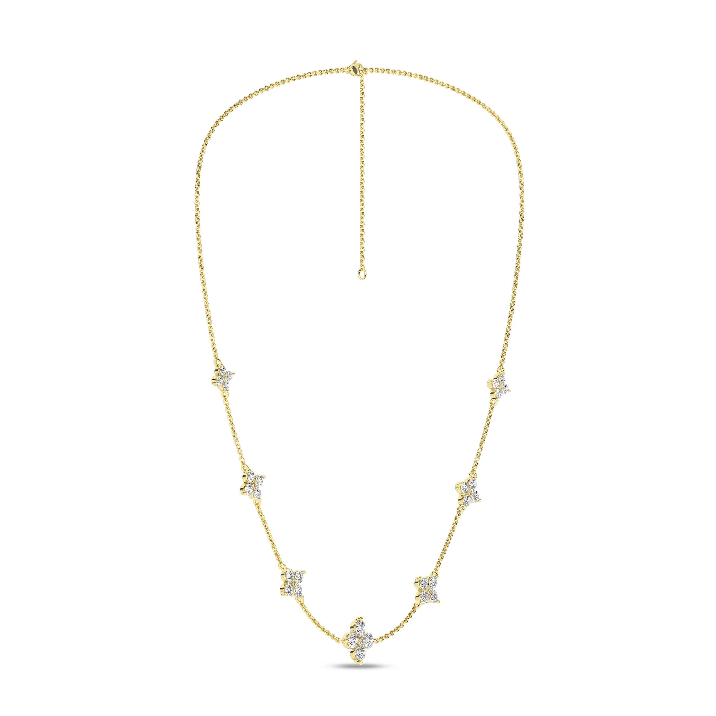 Yellow Gold Laboratory Grown Diamond Petal Station Necklace - Image 2