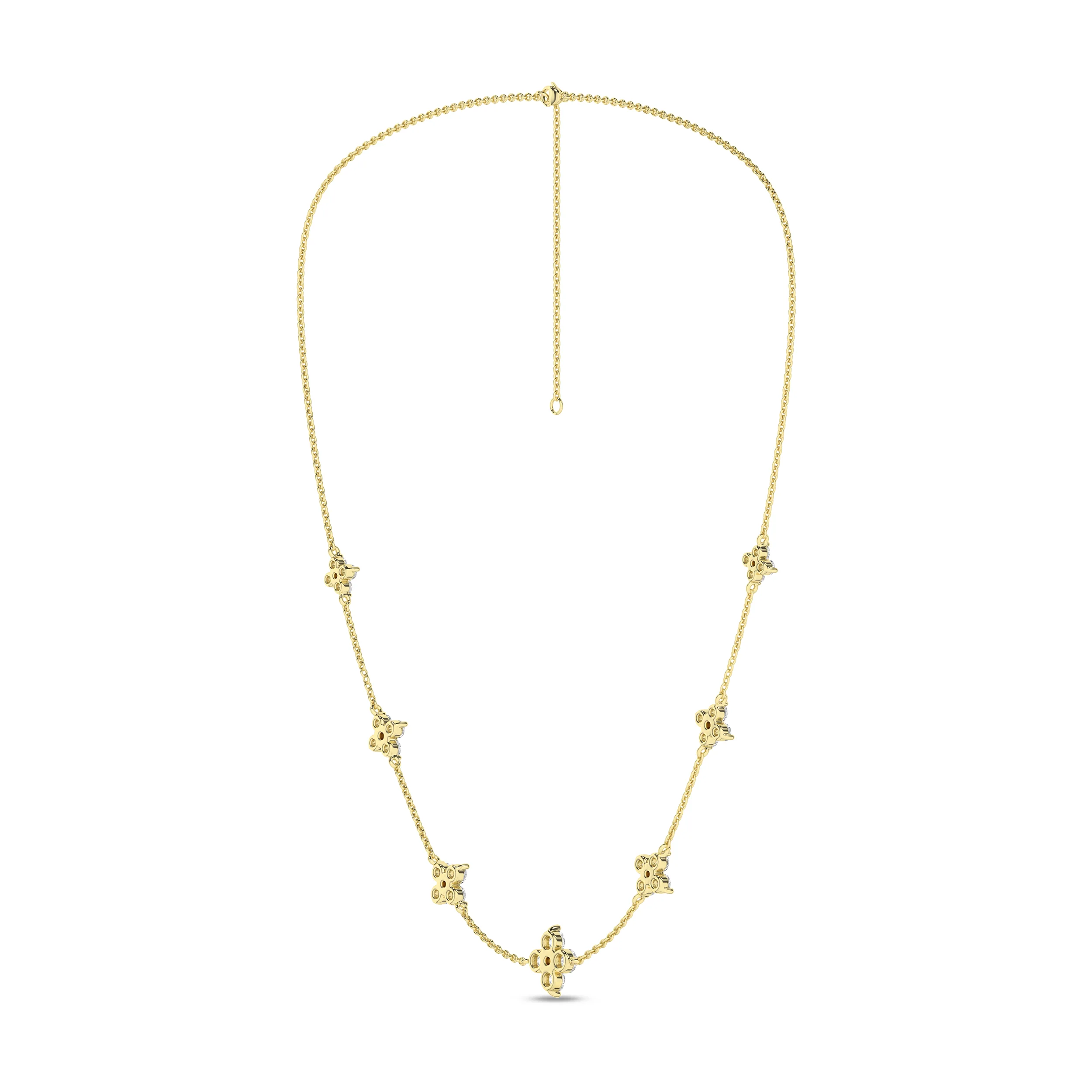 Yellow Gold Laboratory Grown Diamond Petal Station Necklace - Image 3