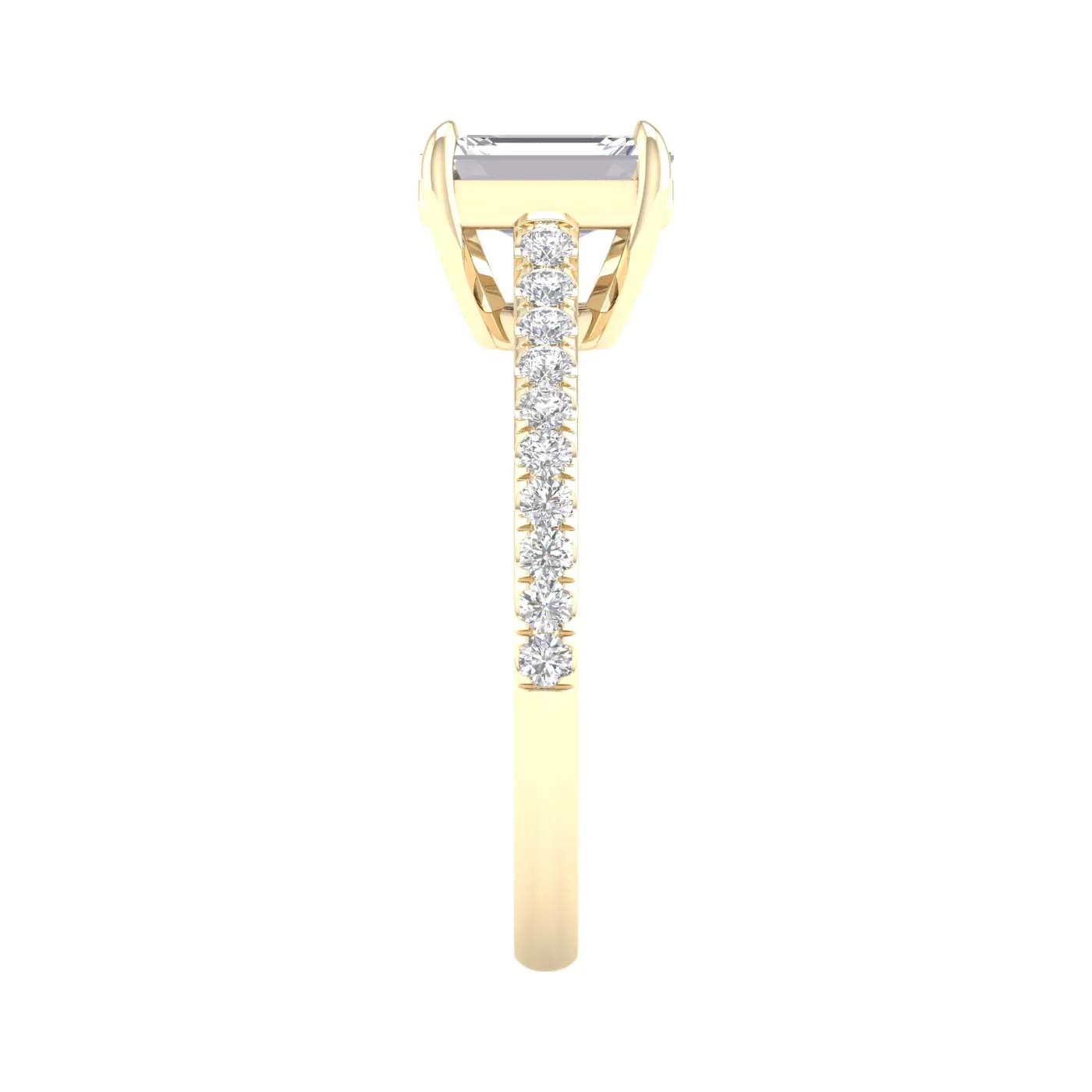 Yellow Gold Laboratory Grown Emerald Cut Engagement Ring - Image 2