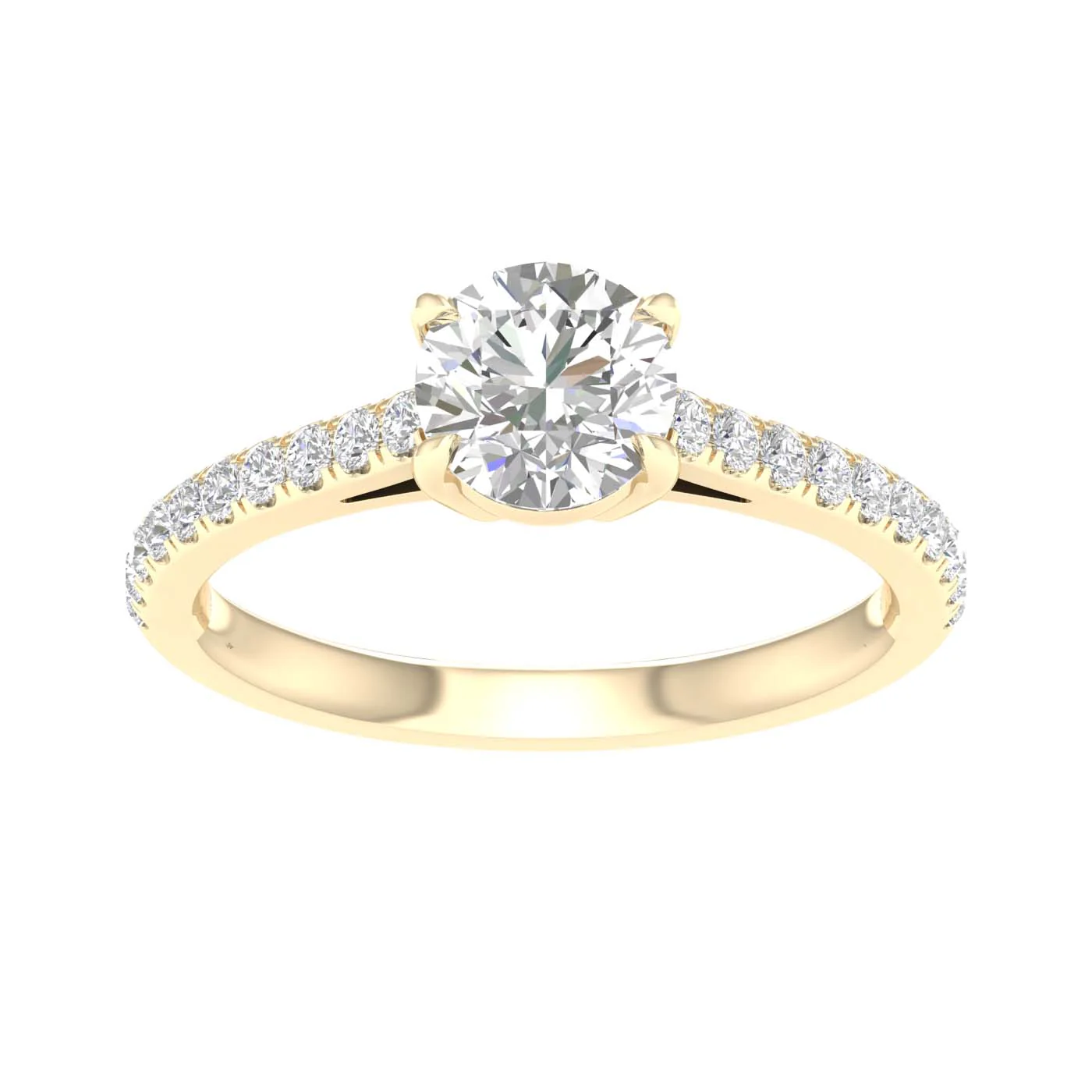 Yellow Gold Laboratory Grown Round Brilliant Diamond Engagement Ring