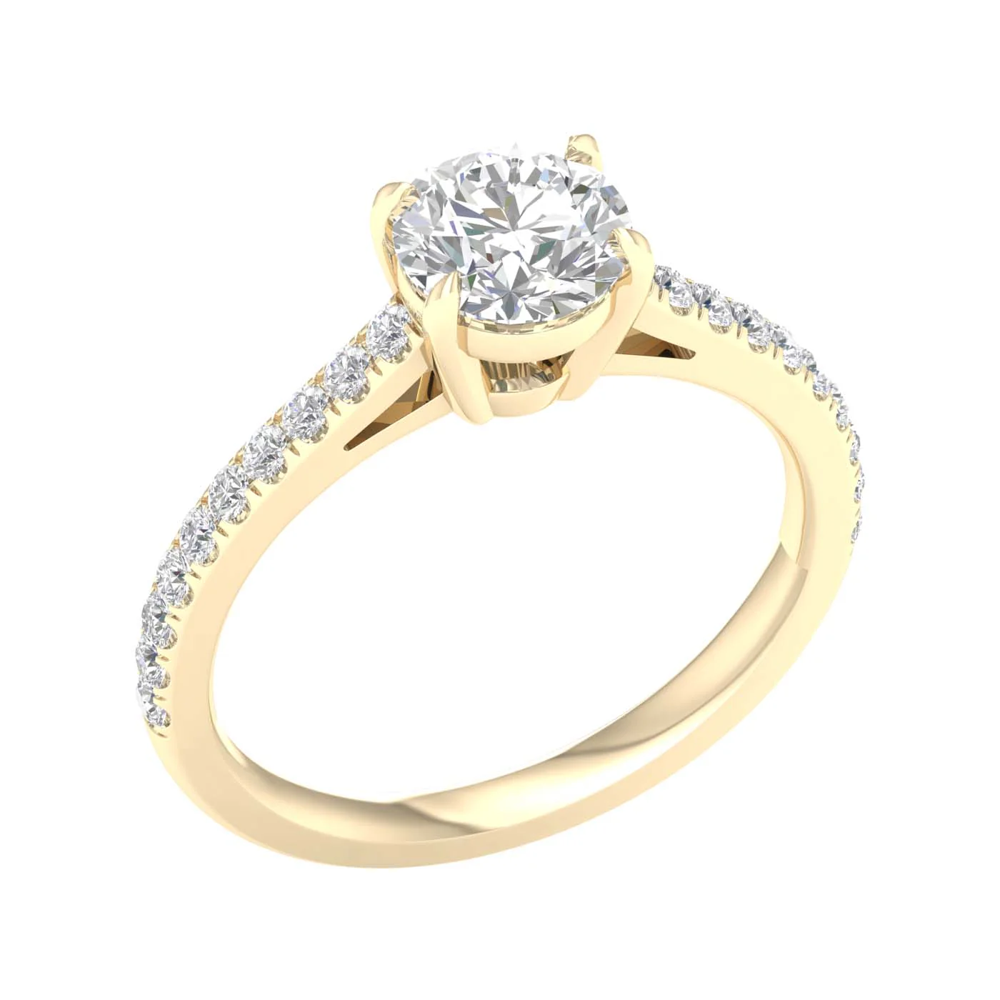 Yellow Gold Laboratory Grown Round Brilliant Diamond Engagement Ring - Image 2