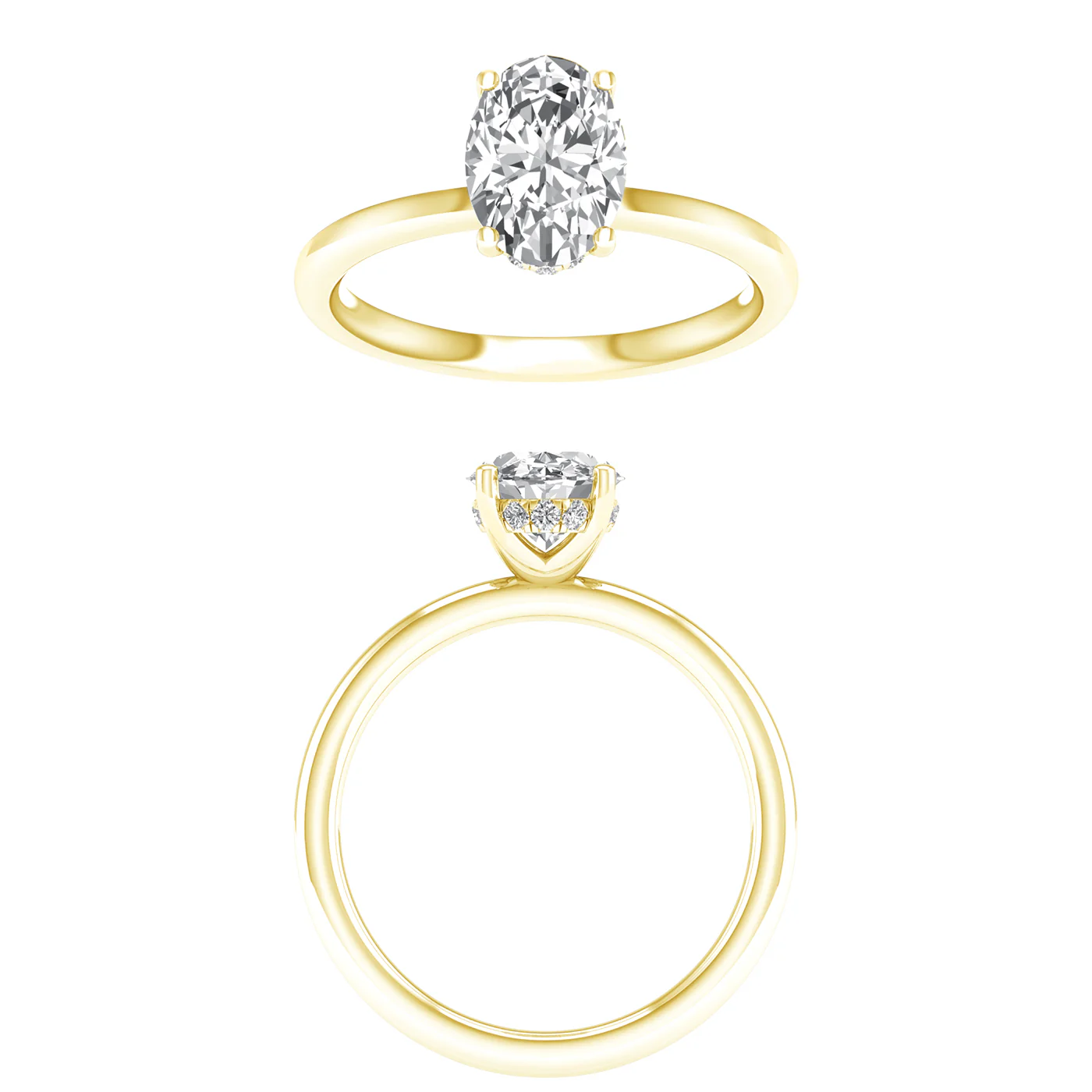 Yellow Gold Oval Hidden Halo Laboratory Grown Diamond Engagement Ring